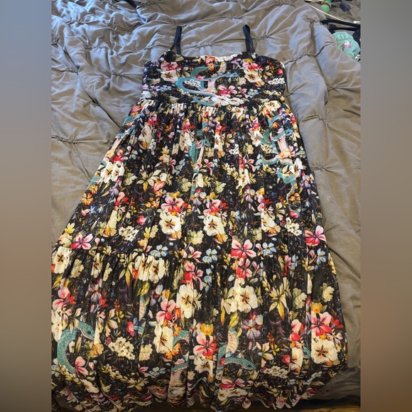 Blackmilk Dresses & Skirts - Blackmilk tiered Snake Floral Maxi Dress with Spaghetti Straps